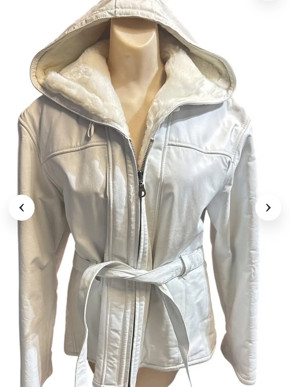 Y2K wilsons 100 percent leather with Hooded Faux Fur Lined women’s med